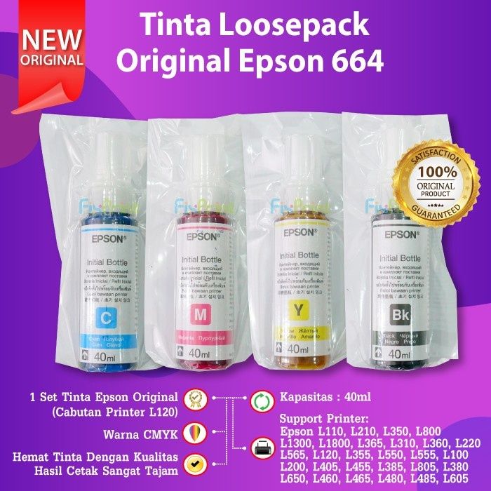 1 Set Tinta Printer Epson L120 Original Ori 100 664 Hitam Warna Black Lazada Indonesia 4124