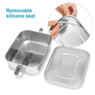 Stainless Steel Bento Box Lunch Container,3-Compartment Bento Lunch Box for Sandwich and Two Sides,1400 Ml Food Container for Kids &amp; Adults,Eco-Friendly, Dishwasher SafeTH
