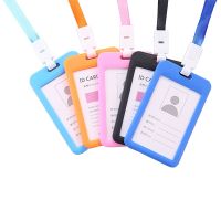 【CC】♧  Student Badge Card Cover with Neck Colors Men Credit ID Bus Holder Lanyard