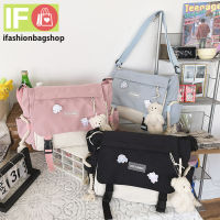 ifashionbagshop(IF1637) -D3กระเป๋าสะพายข้าง ผ้าในล่อน ใบใหญ่ **ไม่มีตุ๊กตาแถม**