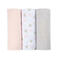 ผ้าอ้อมอเนกประสงค์ BEABA Pack of 3 Muslins Organic Cotton - Swan Pink