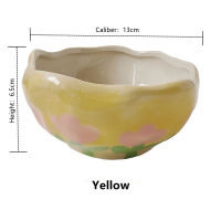 S10 Nordic Small Flower Ceramic Bowl Creative Hand Pinch Irregular Ins Style Girl Heart Dessert Yogurt Bowl Breakfast Oatmeal