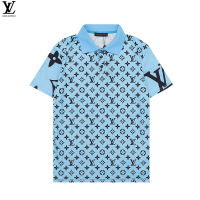 ▶ผ้าฝ้าย100%◀Original Luxury Blue Floral Casual Polo Shirt Men S High-End Short Sleeve Breathable Turn Down Collar Slim Fit Solid Color Tops