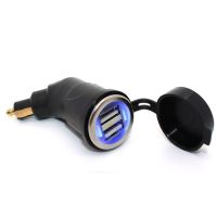 ◐ Curved 3.3A Motorcycle Power Adapter Dual USB Charger Waterproof for BMW Hella DIN Motorcycle Socket Dual USB Charger for Phone