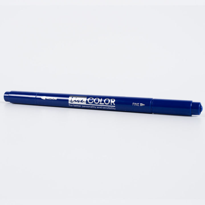 monami-live-color-25-prussian-blue-ปากกาสีน้ำ-ชนิด-2-หัว-สีกรมท่า-ของแท้