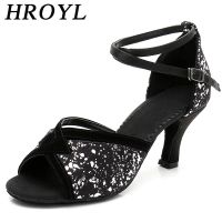 hot【DT】 HROYL Shoes Latin Tango Ballroom Ladies Heel Soft Sole Dancing