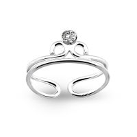 Silver thai Sterling Silver Single Crystal Adjustable Toe Ring, Toe ring for women , แหวนนิ้วเท้าปรับระดับได้คริสตัลเดี่ยว