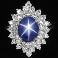 แหวนเงินแท้ 925 พลอยไพลินสตาร์ Blue Star Sapphire  น้ำหนัก 2.89 กะรัต  เนื้อเนียนขาสวยค่ะ