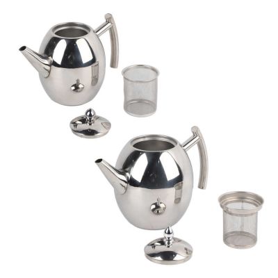1L 1.5L Stainless Steel Teapot Coffee Container Tea Pot Kettle with Filter Baskets Home Hotel Restaurant Cafe Bar Tea Kettle