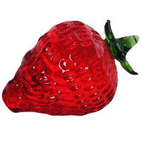 Art Crystal Fruit Tabletop Home Decoration Collectible Valentines Birthday Glass Red Centerpiece Gift Paperweight Small Strawberry Figurine