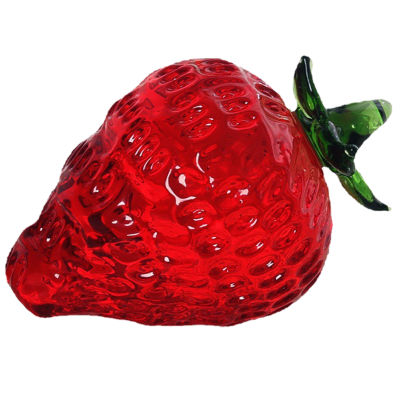Art Crystal Fruit Tabletop Home Decoration Collectible Valentines Birthday Glass Red Centerpiece Gift Paperweight Small Strawberry Figurine