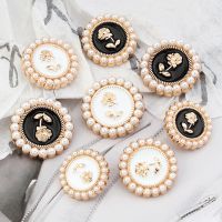 10pcs Luxury Pearl Button Women 39;s Clothes Accessories Creative Rose Vintage Metal Decoration Large Hand Sewn Buttons