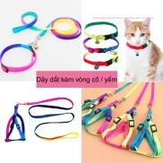 Dây dắt kèm vòng cổ yếm cho chó mèo 7 sắc cầu vồng