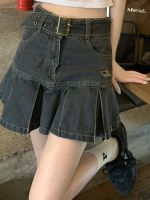 【LZ】✧◊℗  Saia jeans de cintura alta feminina minissaia preta roupa plissada moda coreana streetwear de verão vintage Y2K Gyaru