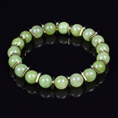 Green Jades Bracelet Men Women Money Attraction Lucky Bracelets Elastic Line Natural Stone Beads Healing Crystal Jewelry Gifts