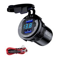 3.0 Dual USB Car Charger Socket 12V/24V USB Charger with Contact Switch for Boat Motorcycle Truck Golf Cart