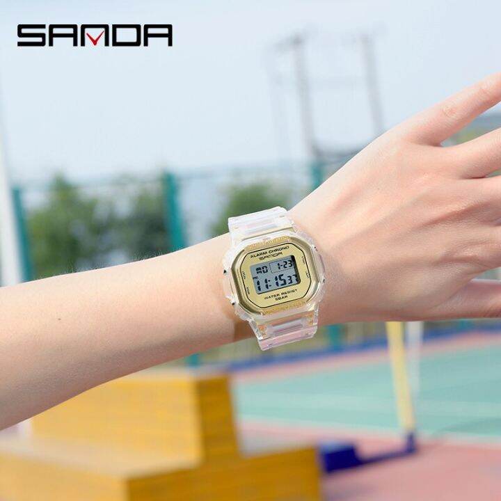 sanda-2023-women-watch-digital-watch-stylish-simple-transparent-strap-personality-design-electronic-watch-girl-gift-multicolor