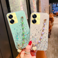 เคสโทรศัพท์สร้อยข้อมือความรักแบบใหม่สำหรับ Realme C55 C55NFC แข็งแกร่งหรูหราแวววาวเคสนิ่มประดับเลื่อมดาว Realme 10T 5G ฝาครอบ2023 REALMEC55 NFC