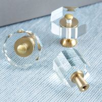 Natural Crystal and Brass Drawer Knobs Modern Style Furniture Handles Kitchen Cabinets Pulls Handles for Cabinets and Drawers