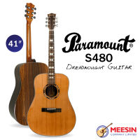 PARAMOUNT รุ่น S480 กีตาร์โปร่ง ทรงDreadnought คุณภาพงานดีเกินราคา สเปกไม้หน้าแท้ ซีดาร์ ไม้หลังและข้าง โบโคเต้ พร้อมใส่สาย D-addario แท้