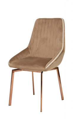 modernform เก้าอี้ GEMMA ขาสแตนเลสสีโรสโกลด์ หุ้มผ้าสีน้ำตาล