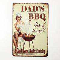 DADS เครื่องตกแต่งฝาผนังปาร์เก้ย้อนยุค BBQ สำหรับผับบาร์โซนปาร์ตี้ครัววินเทจป้ายโลหะแผ่นโปสเตอร์การตกแต่งบ้าน20*30ซม. 23T 0707