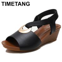 TIMETANG 2021Women Summer Sandals Mid Heels Wedges Shoes Woman Vintage Gladiator office Sandalias Party Beach Shoes Plus Size