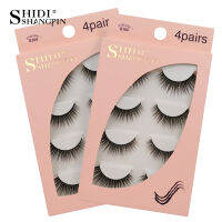 SHIDISHANGPIN ขนตาปลอมธรรมชาติ4Pcs ยาว Faux Mink Lashes 3D Eye Lashes Extension ใช้ซ้ำได้แต่งหน้าขนตา