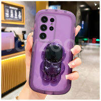 Samsung Galaxy S22อัลตร้า + S22สีลูกอมใส,เคสมือถือมือถือเลนส์ตาโตฝาครอบ Tpu แบบนิ่มพร้อมที่วางตั้งนักบินอวกาศ