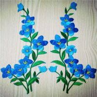 2pcs Blue Flower patch Embroidered Iron On Patches for Clothing Sticker Garment Appliques DIY Accessory  Furniture Protectors  Replacement Parts