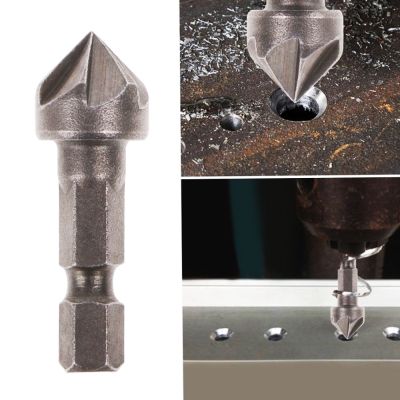 HH-DDPJ6 Flute 90 Degree Countersink Drill Chamfer Bit 1/4" Hex Shank Carpentry Woodworking Angle Point Bevel Cutting Cutter Remove Bur