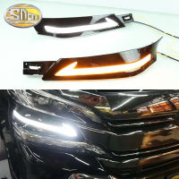 SNCN โคมไฟเดย์ไลท์2ชิ้น12V รถ DRL LED สำหรับ Toyota Vellfire 2016 2017 2018สัญญาณไฟเลี้ยวสีเหลือง2019ตอนกลางวันไฟตัดหมอกเวลากลางวัน