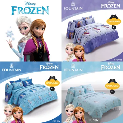 FOUNTAIN ชุดผ้าปูที่นอน 6 ฟุต (ไม่รวมผ้านวม) โฟรเซ่น Frozen (ชุด 5 ชิ้น) (เลือกสินค้าที่ตัวเลือก) #ฟาวเท่น ผ้าปู เจ้าหญิง อันนา เอลซ่า Princess
