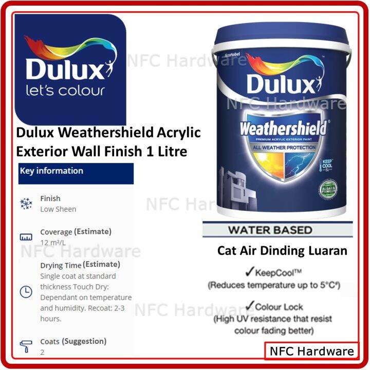 DULUX Weathershield Acrylic Exterior Wall Finish 1 Litre Lazada