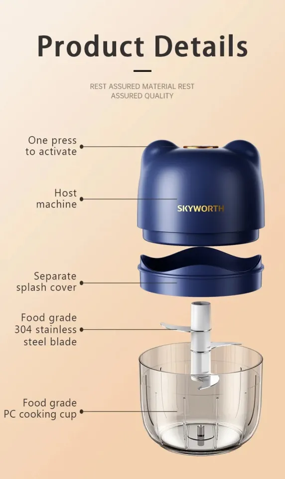 Anti-slip Cordless Mini Food Processor & Portable Small Food