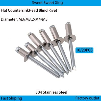 304 Stainless Steel Countersunk Flat Head Aluminum Rivet Core Pulling rivet Open Decorative Rivet Diameter M3/M3.2/M4/M5