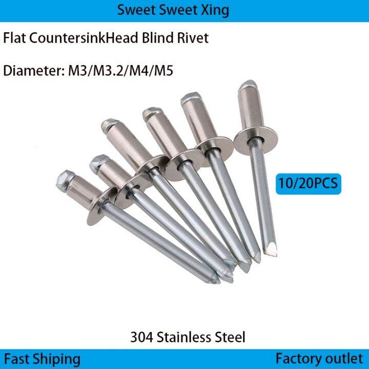 304-stainless-steel-countersunk-flat-head-aluminum-rivet-core-pulling-rivet-open-decorative-rivet-diameter-m3-m3-2-m4-m5