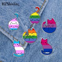 2022 New Bi Pride Cat Acrylic Lapel Pin Rainbow Cats Epoxy Butterfly Clasp Pin Handmade Butterfly Brooch