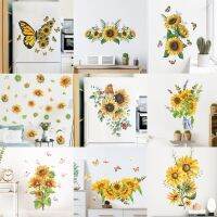 9kinds Watercolor Sunflower Birds Butterfly Plants Wall Stickers for Refrigerator Furniture Kitchen Toilet Decorative Decals pvc Wall Stickers  Decals