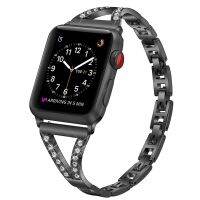 ✢❉ Luxury diamond Bracelet Stainless Steel band For Apple Watch series 3 42mm 38mm Bracelet strap for iwatch SE 6 5 4 40 41 45 44mm