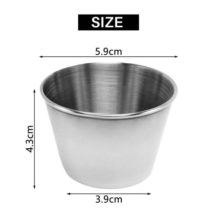 pack-of-12-premium-brushed-stainless-steel-condiment-sauce-cups-spices-pots-liquid-dips-bowls-2-5oz-70ml