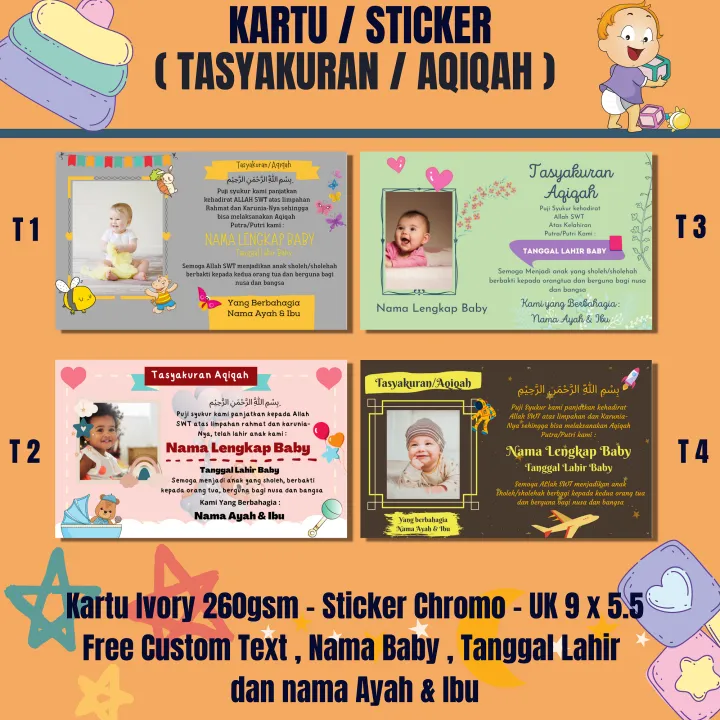 Kartu Tasyakuran Sticker Tasyakuran Aqiqah Kartu Aqiqah Sticker