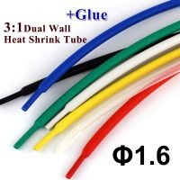 【♕】 Ittefaq Trading 1เมตร/ล็อต1.6มม. ความร้อนหดกาว3:1 Ratio Dual Wall Shrinkable Tubing กาว Lined Wrap สายไฟชุด Heatshrink