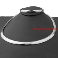 New 68mm Women Collar Choker Necklace + Bangle Bracelet Jewelry Set Silver Color Stainless Steel Snake Chain Necklace Bracelet