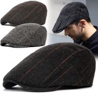 Men Classic Plaid Stripe Newsboy Cap for Male Winter Cotton Flat Ivy Vintage Gatsbay Hat Irish Outdoor Cabbie Beret Painter Hat