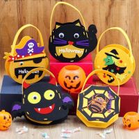 ฮาโลวีน halloween accessories YDIJEJ ผ้าไม่ทอ ถุงขนมฮาโลวีนแบบทำมือ ค้างคาวผีผี หลอกหรือปฏิบัติ DIY Trick or treat BAG ตกแต่งฮาโลวีน กระเป๋าถือแบบถือ กระเป๋าใส่ฟักทอง อนุบาลอนุบาล