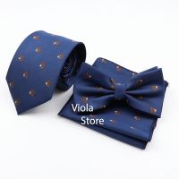 Hedgehog Penguin Bird Seahorse Cute Animal Necktie Sets Men Bow Tie Pocket Square Butterfly Handkerchief Cravat Gift Accessory