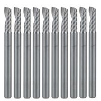 10pcs 3.175 * 10MM Wood Cutter Router Bit Single Flute Solid Carbide End Mill Milling Cutter CNC Router Spiral Bits สําหรับเครื่องจักร