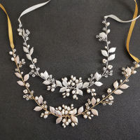 SLBRIDAL Handmade Crystal Freshwater Pearls Alloy Leaf Bridal Hair Vine Headband Wedding Hair accessories Women Jewelry