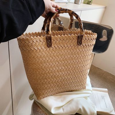[Free ship] 2023 summer new vegetable basket retro simple portable large-capacity tote straw